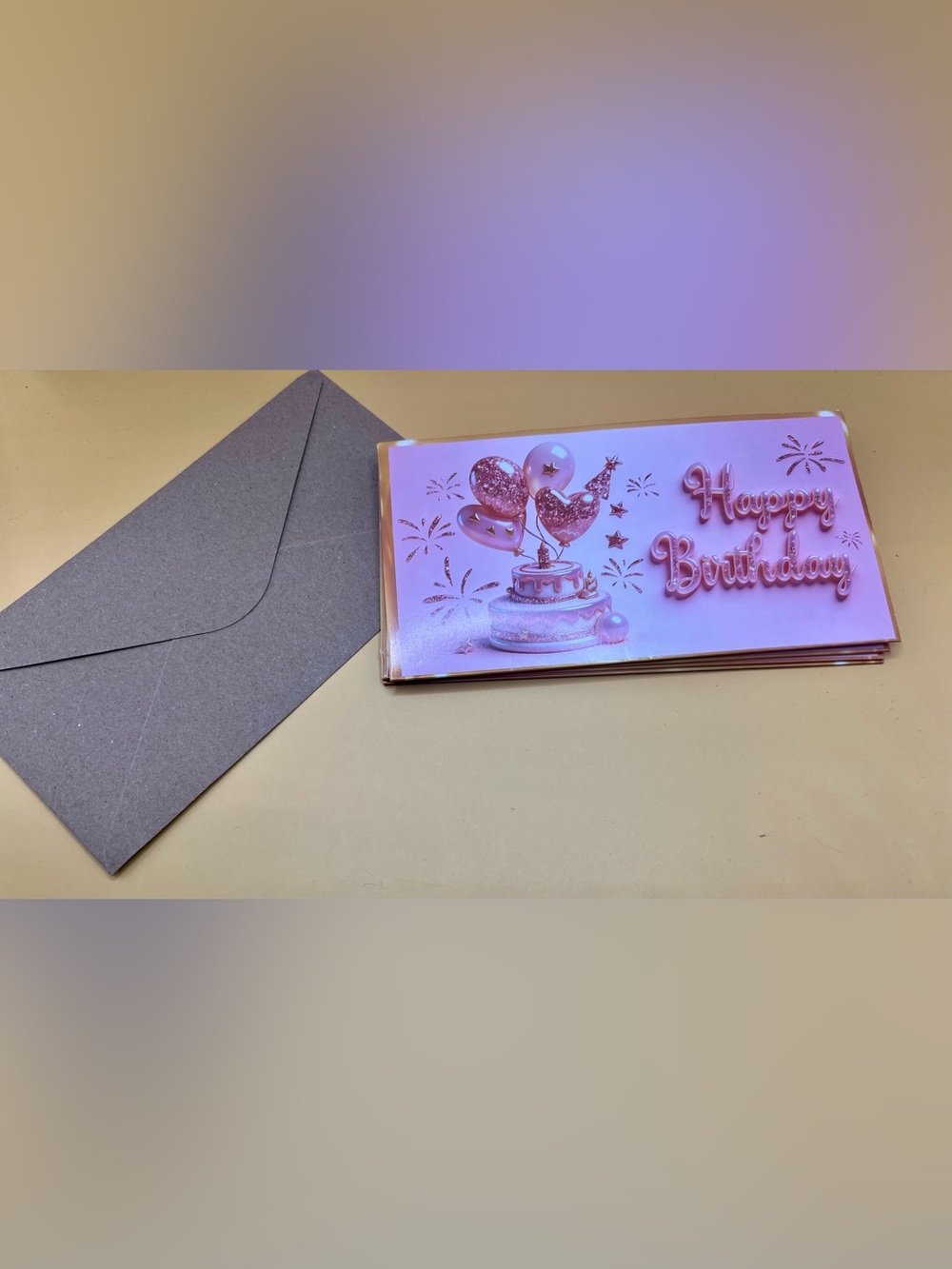 Pink Birthday Card Pack - Money Holder with Envelope.